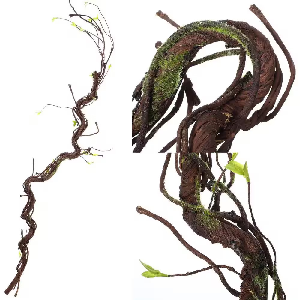 63 In. Brown Green Artificial Tree Branches Foliage Vine 2-Pack for Indoor Outdo