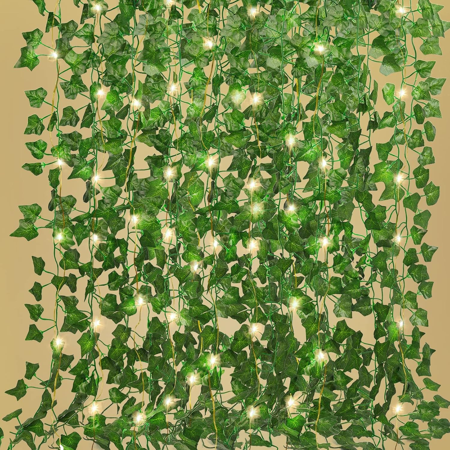 Ivy Fake Vines for Room Decor 12 Pack 86 FT Artificial Plant with 100 LED String