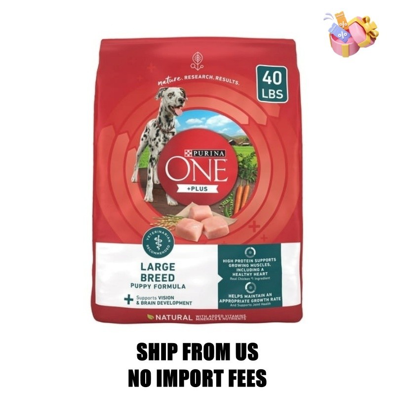 Purina One Plus Puppy Dry Dog Food for Large Dogs High Protein Growth Supprt, Re