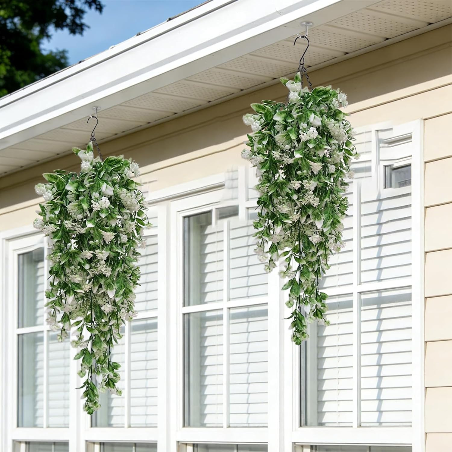 Artificial Hanging Flowers UV Resistant Vines Ivy Outdoor Decor | Fake Hanging F