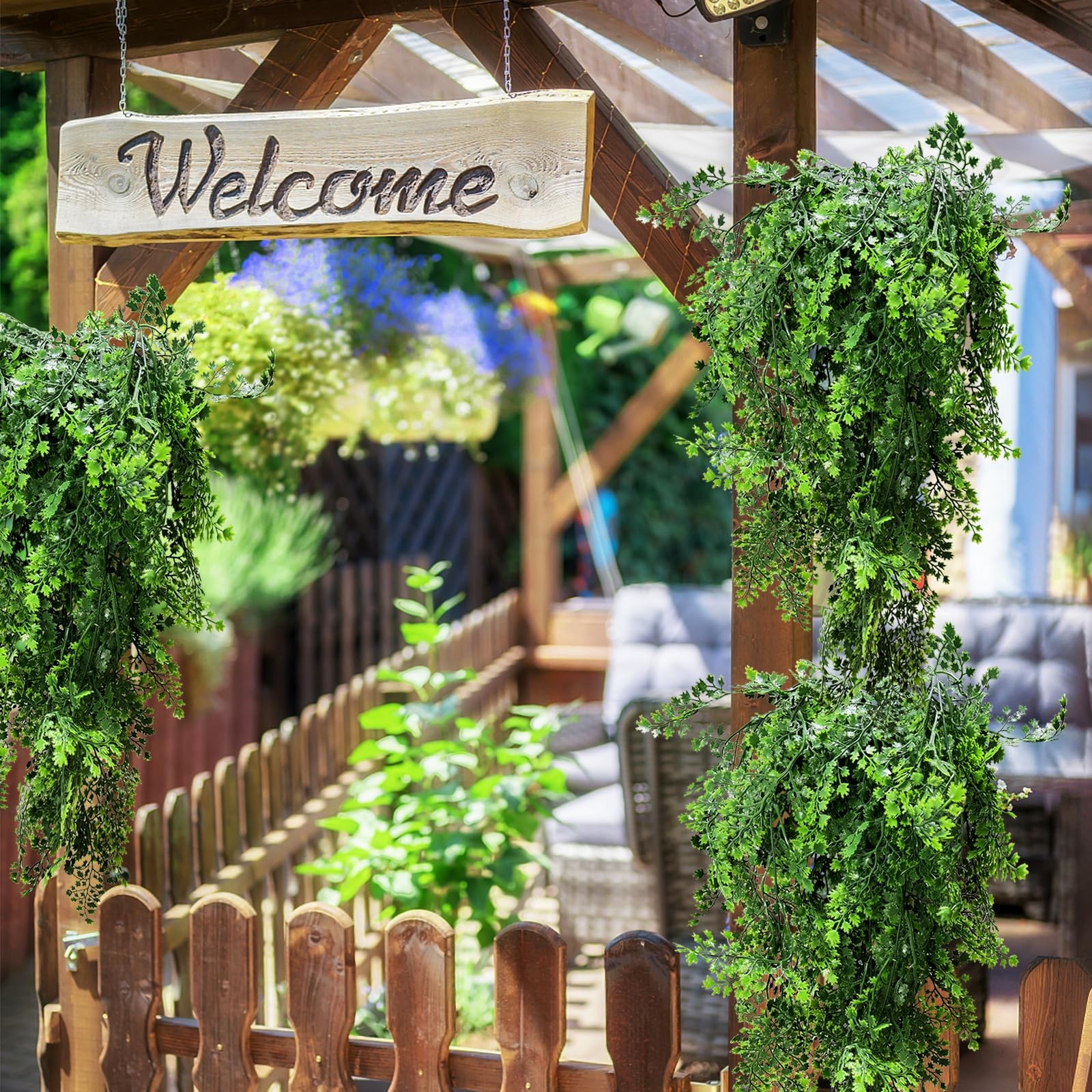 Garland Hanging Vines 3 PC Artificial Leaves Fake Greenery Faux Plants Realis…