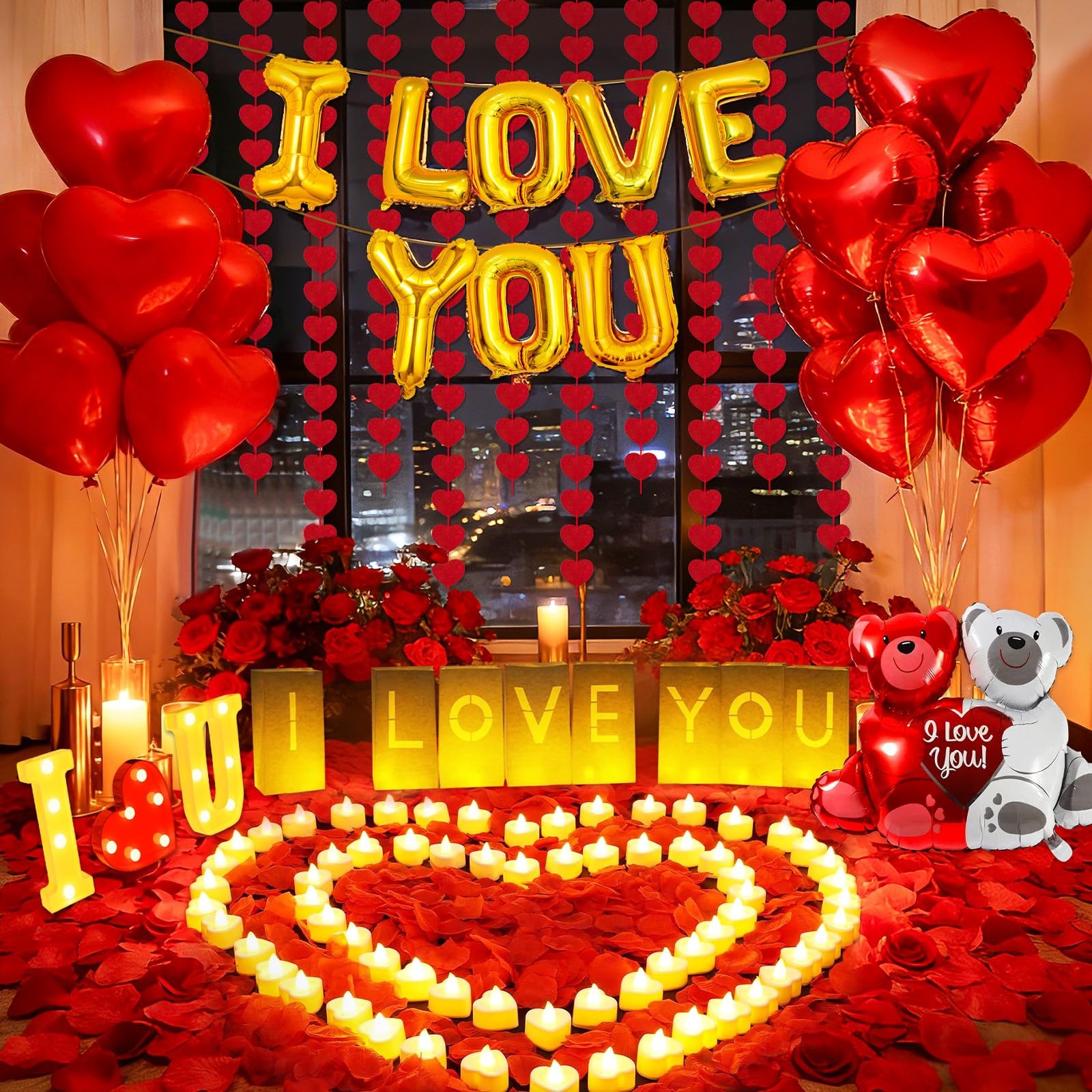 6000+PCS Rose Petals and Candles Set for Romantic Decorations Special Night -…