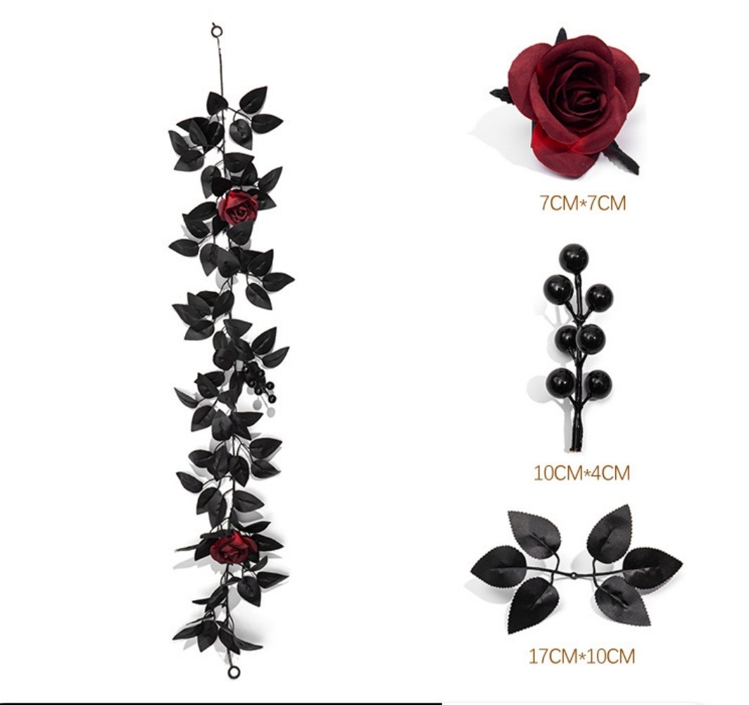 Black Leaf Vine Garland for Halloween Table Centerpiece and Arch Decor