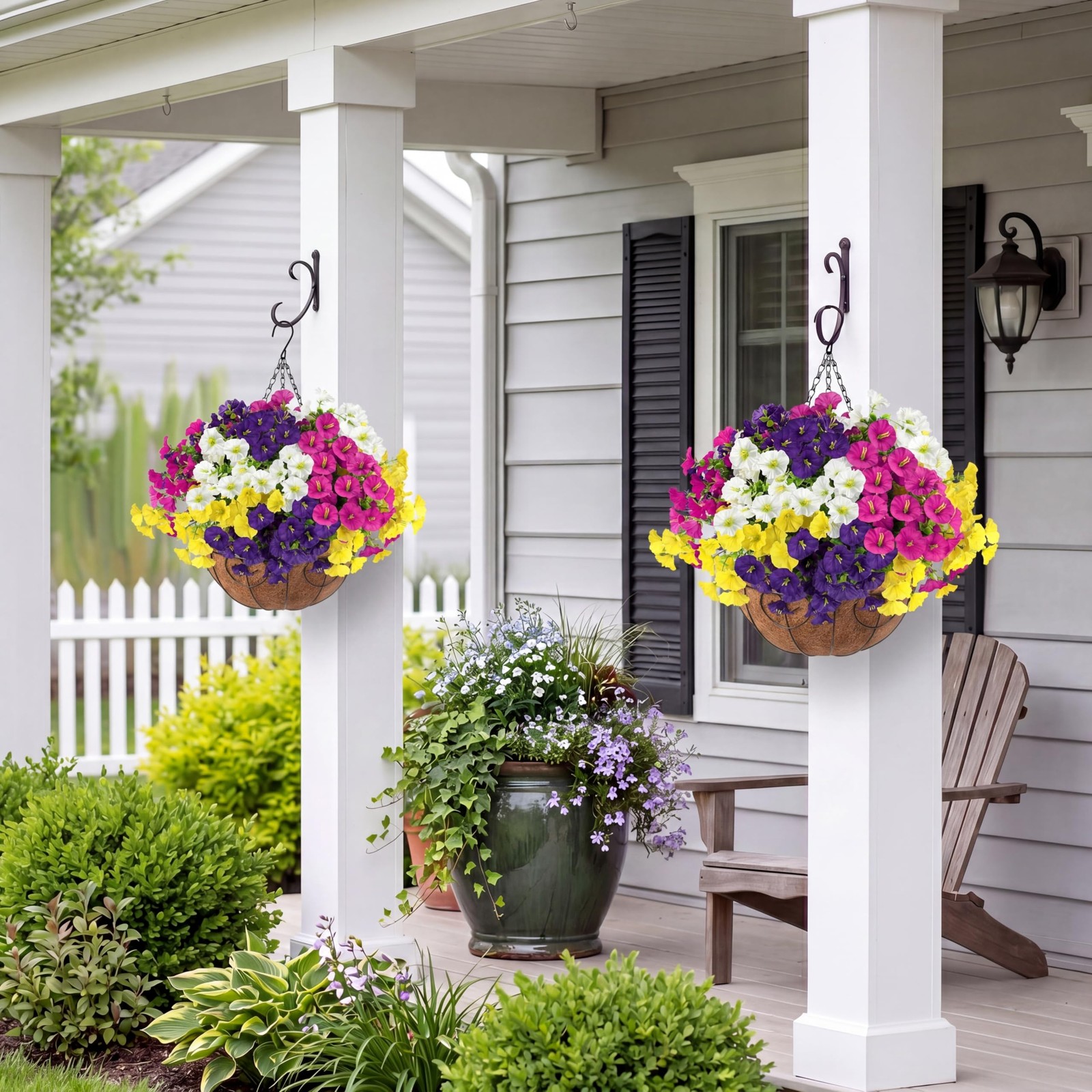Artificial Flowers for Outdoors with Baskets Hanging Plant Faux Flowers UV Re…