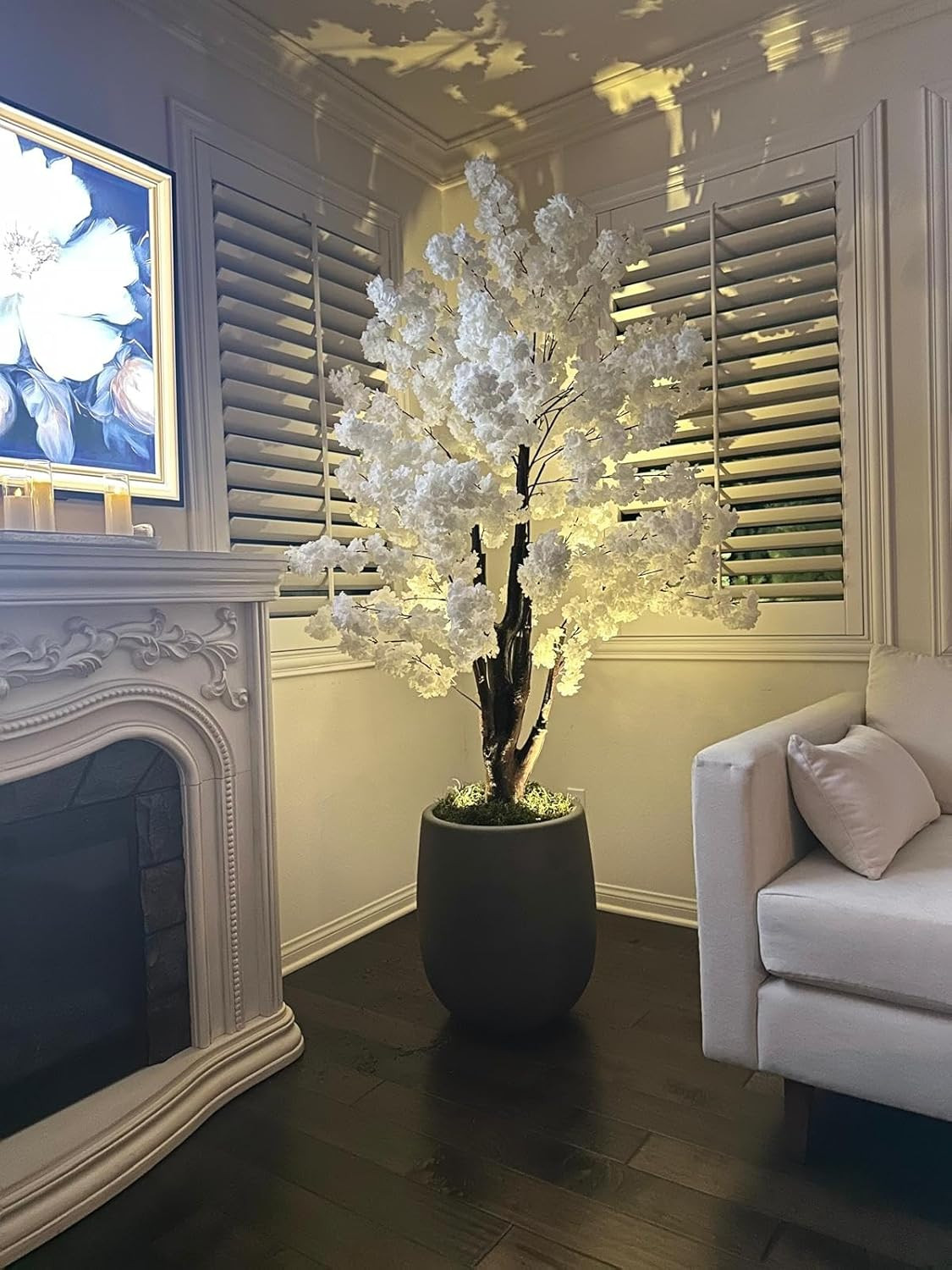 6.5Ft White Artificial Cherry Blossom Tree – Perfect for Home & Weddings