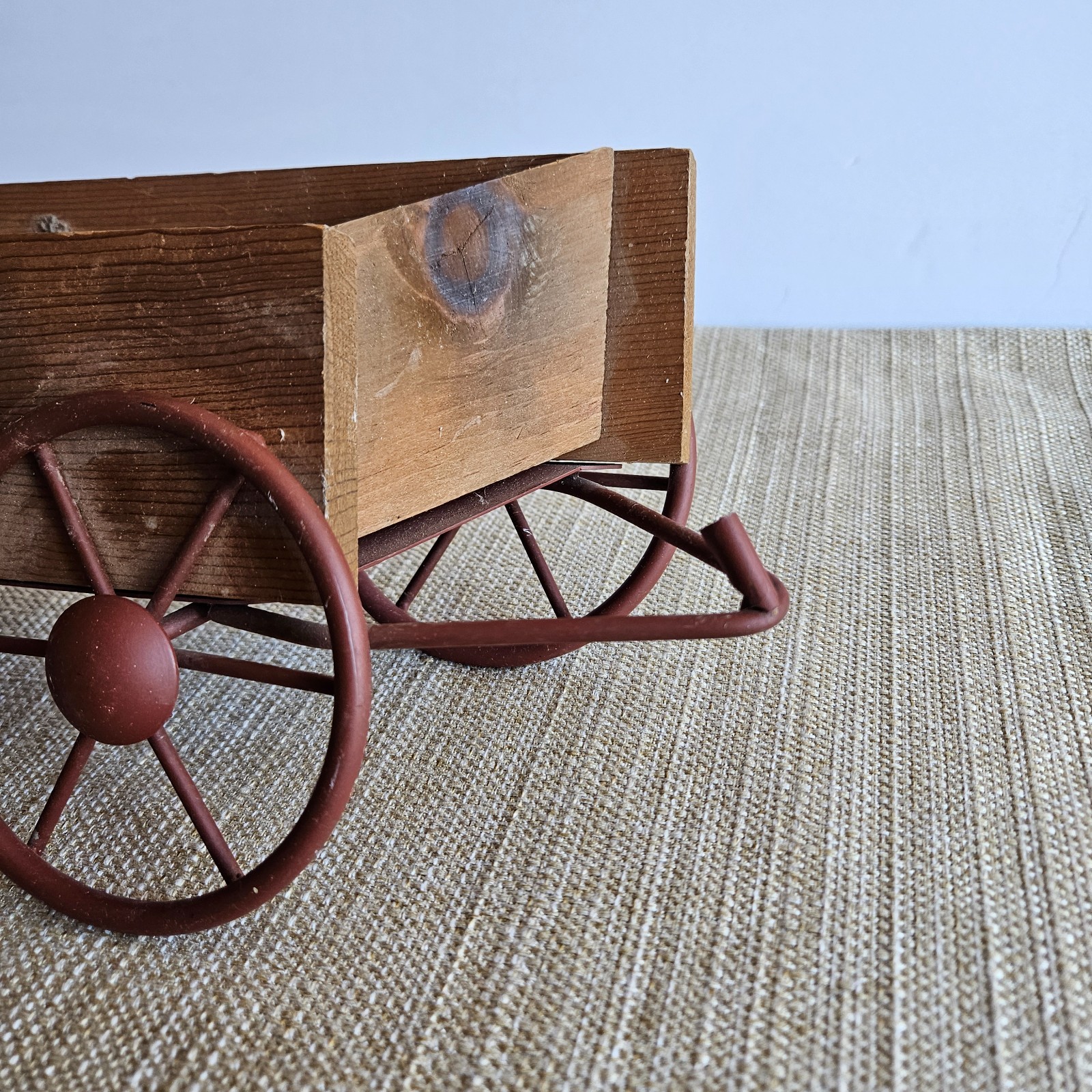 Rustic Wooden Wagon Decor Primitive Farmhouse Country Planter Cart 13″