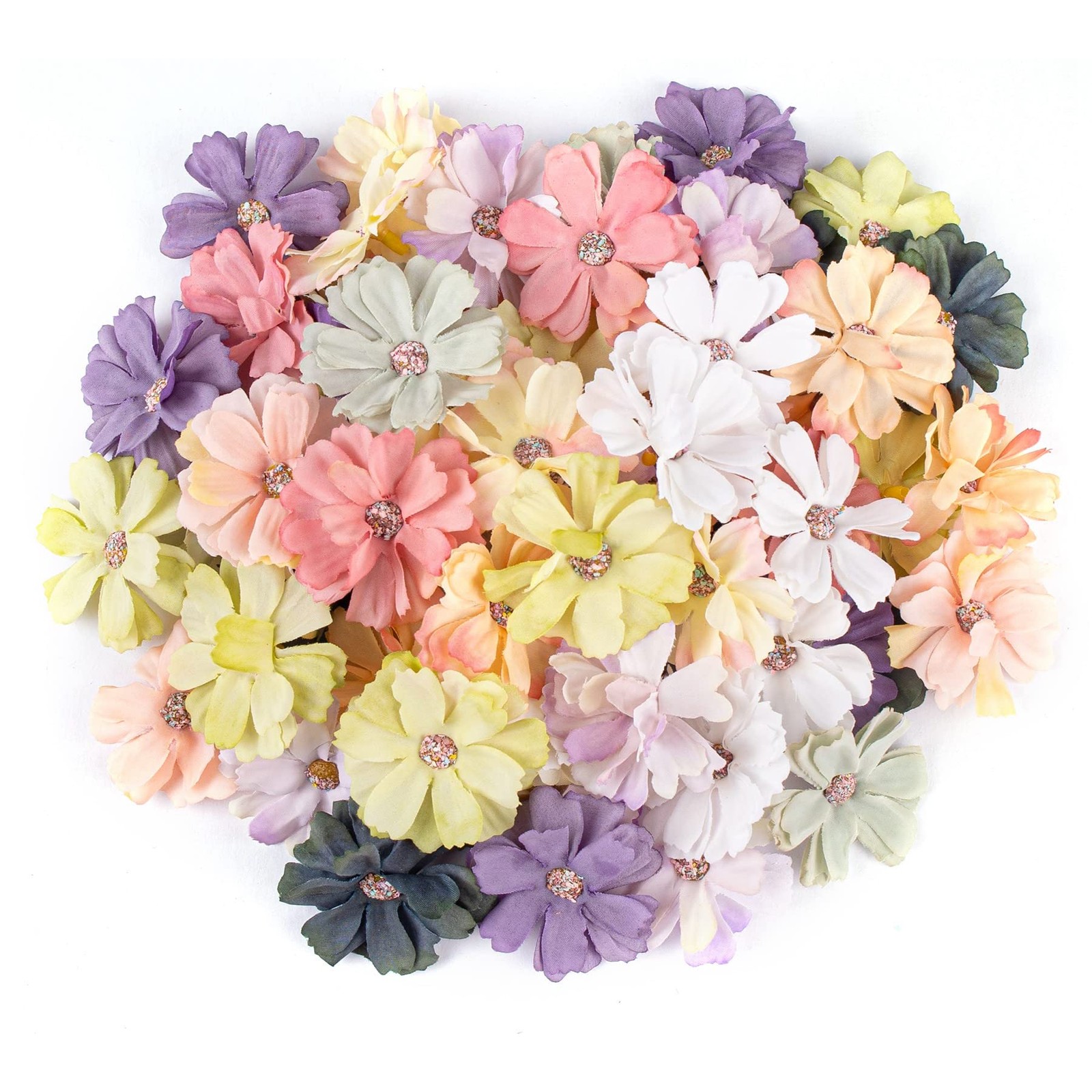 Colorful Faux Silk Daisy Peony Flower Head 60 PCS Artificial Wreath Decor