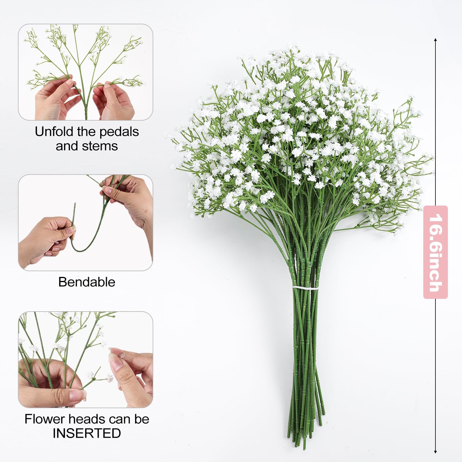 18 Pcs Baby’s Breath Artificial Flower Faux Gypsophila Bouquet DIY Floral Bou…