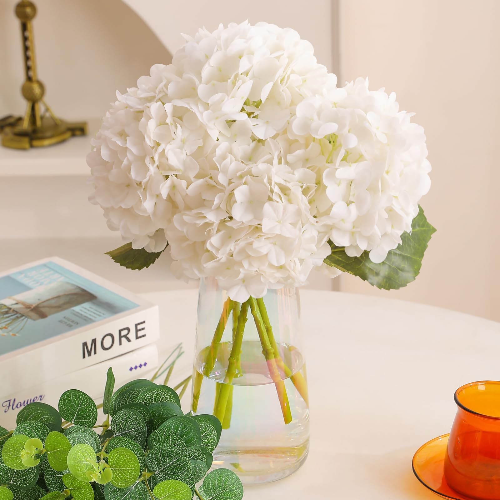 4pcs Fake Hydrangea with Vase -3D Real Touch Faux Hydrangea Flowers and 3pcs …