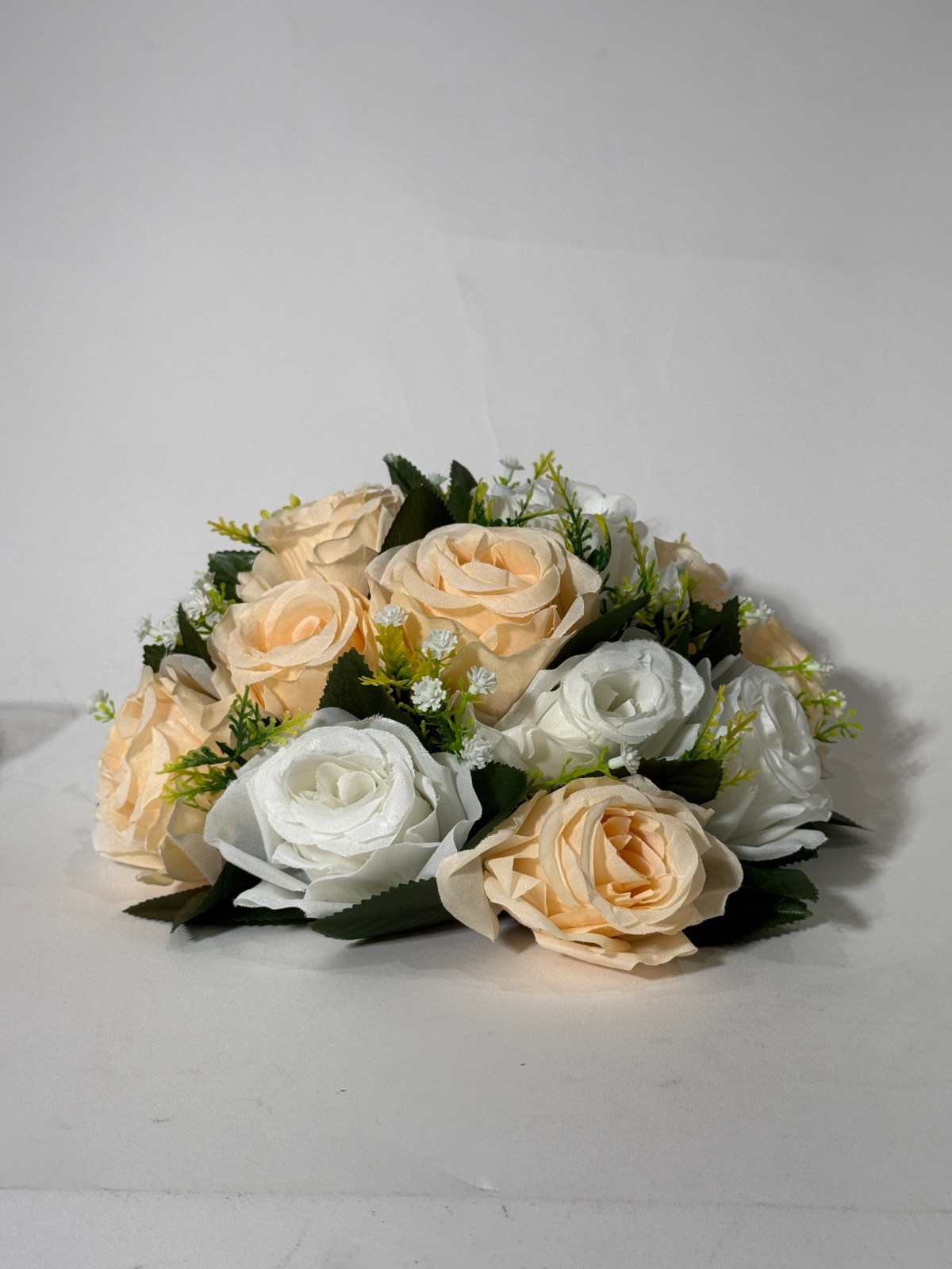 10 Pcs Artificial FLOWERS Center pieces for Tables : Peach & White Flower Ball