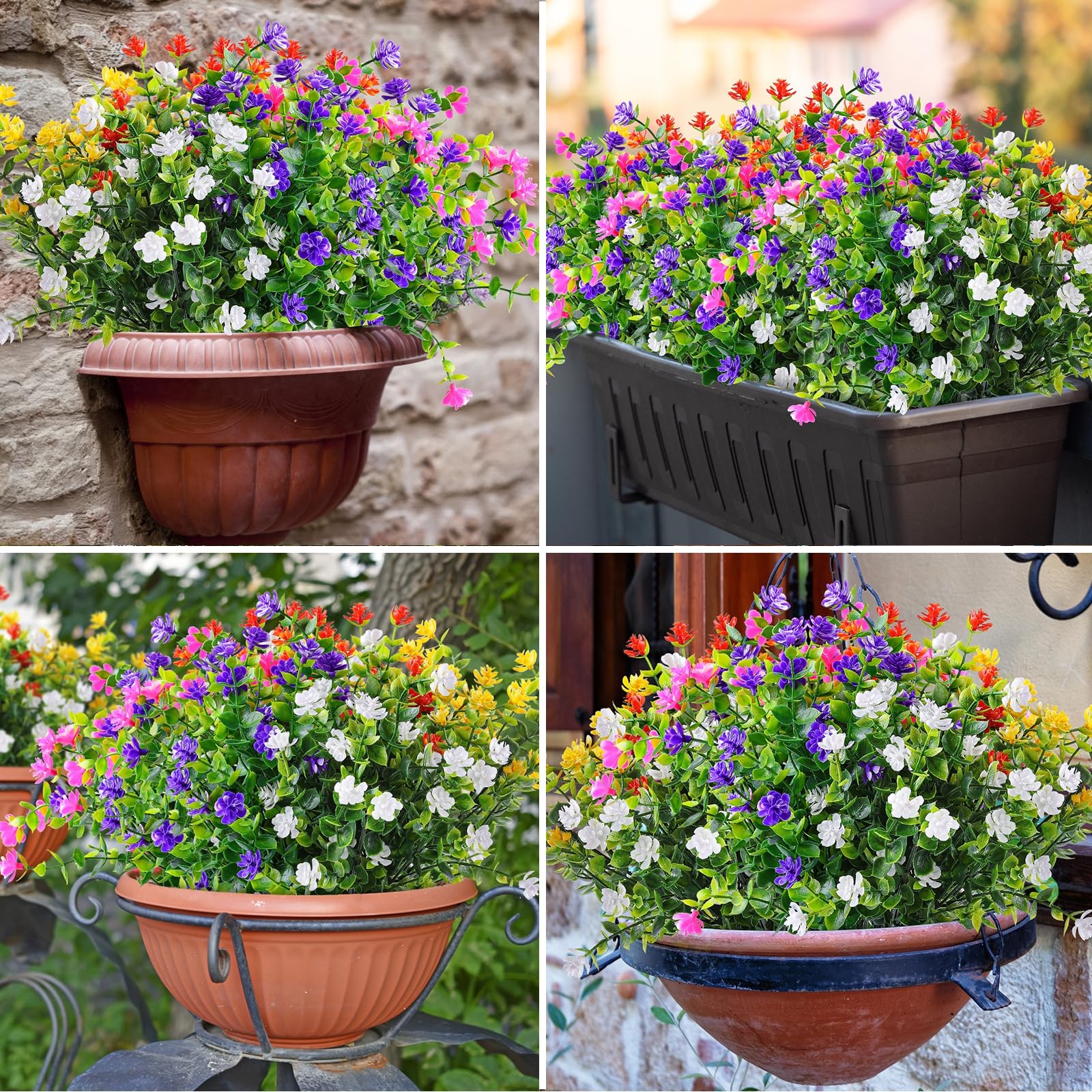 AmyHomie 20 Bundles Artificial Flowers for Outdoor Outside Spring Summer Deco…