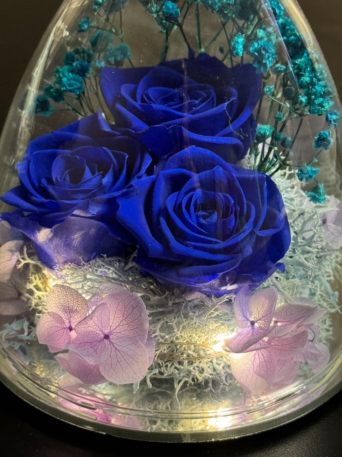 Mothers Day Mom Gift for her, Preserved Real Flower Rose in Large Glass Angel…
