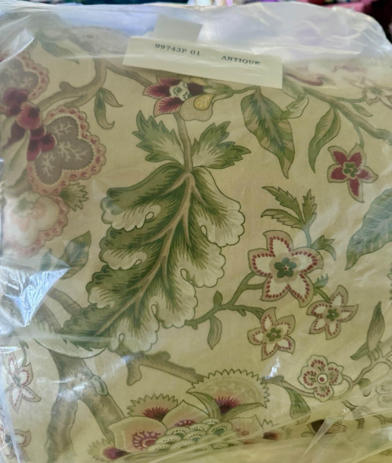 3 Country Curtains Pillows & Bolster, Fabric Floral Antique & Maroon, NEW