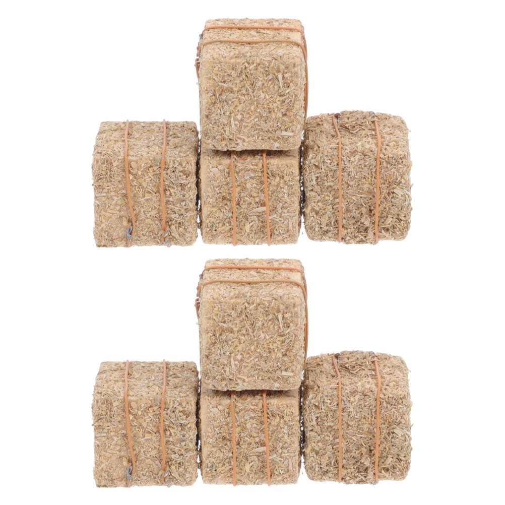 8 PCS Tabletop Straw Hay Farm Stack Models DIY Accessories Haystack Bales