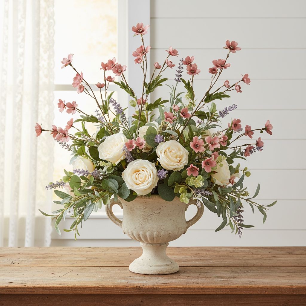 Dusty Rose Dogwood Stems Artificial Dogwood Flowers Faux Floral Branches Cottage