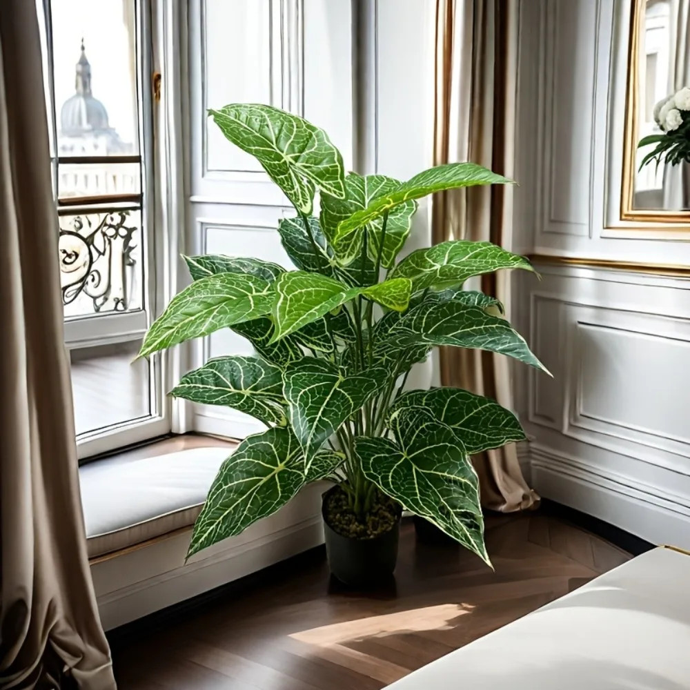24 Artificial Green Fairy Taro Leaves Monstera Plant Indoor / Outdoor Decoration