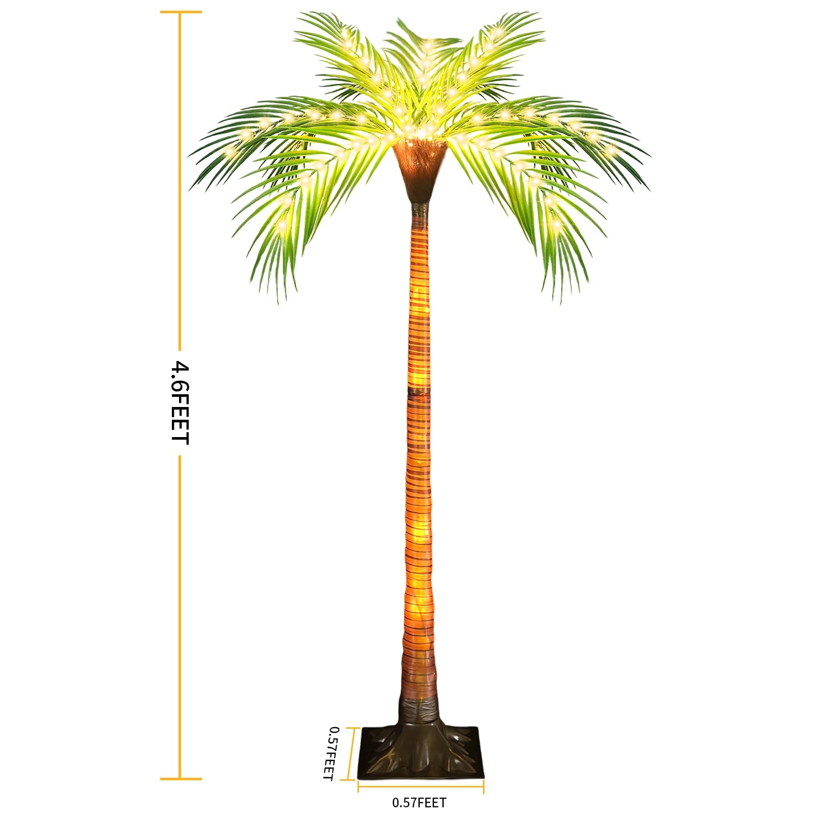 Palmera solar con luces para decoración de patio, 4.6 pies (artificial)