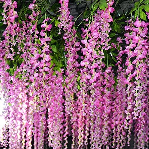 12/24PCS Artificial Wisteria Hanging Flower Vines Garland Strings Wedding Decor