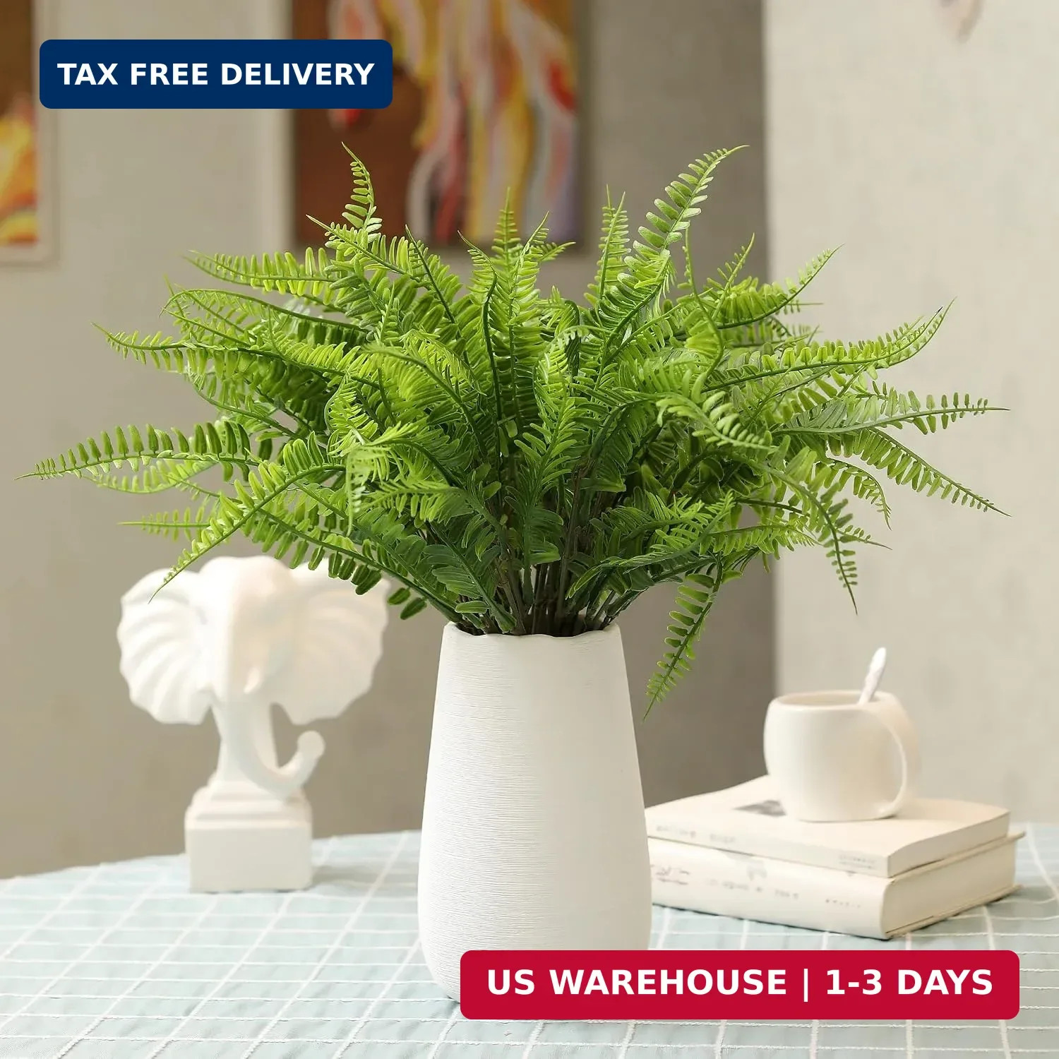 Grand Verde Boston Ferns Artificial Plants Bulk Faux Greenery Plastic Shrubs Rea