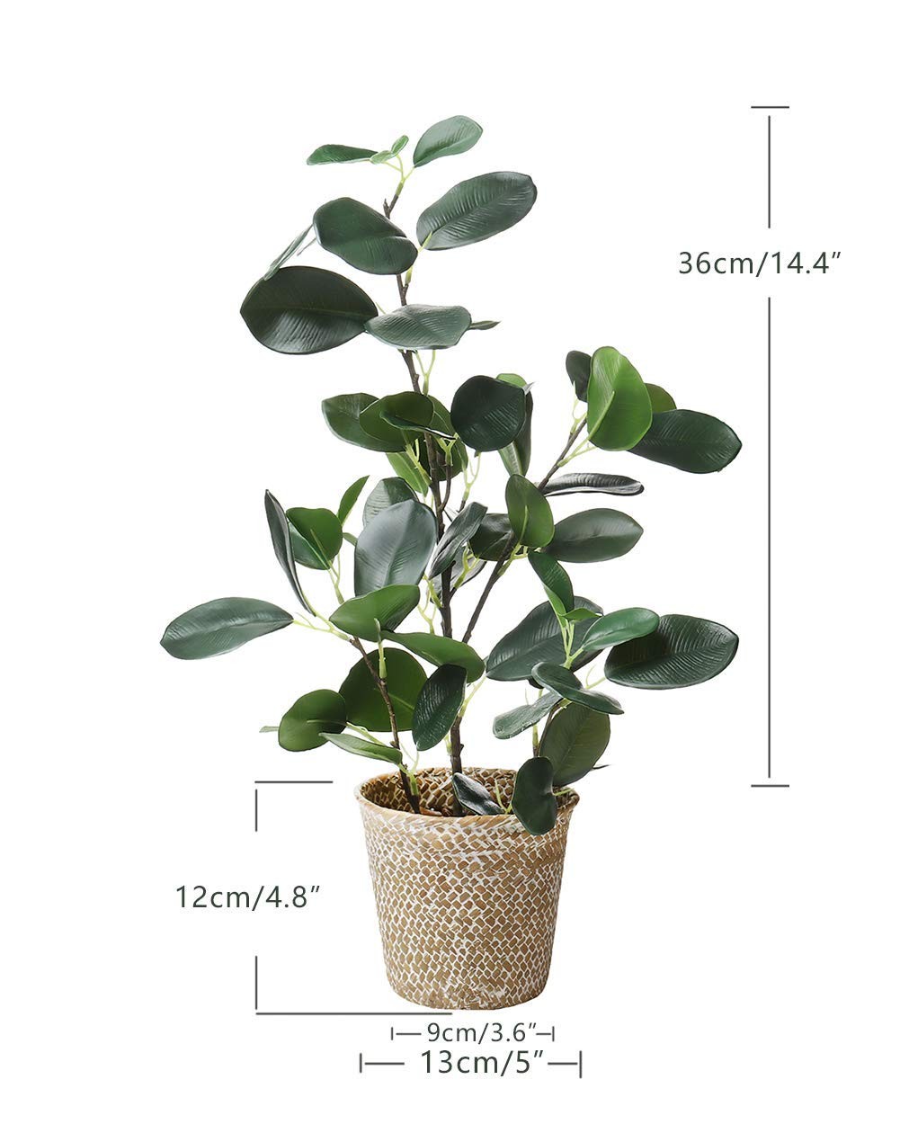 Artificial Ficus Tree Small Fake Plants in Weaved Pot 20″ Height for Living R…