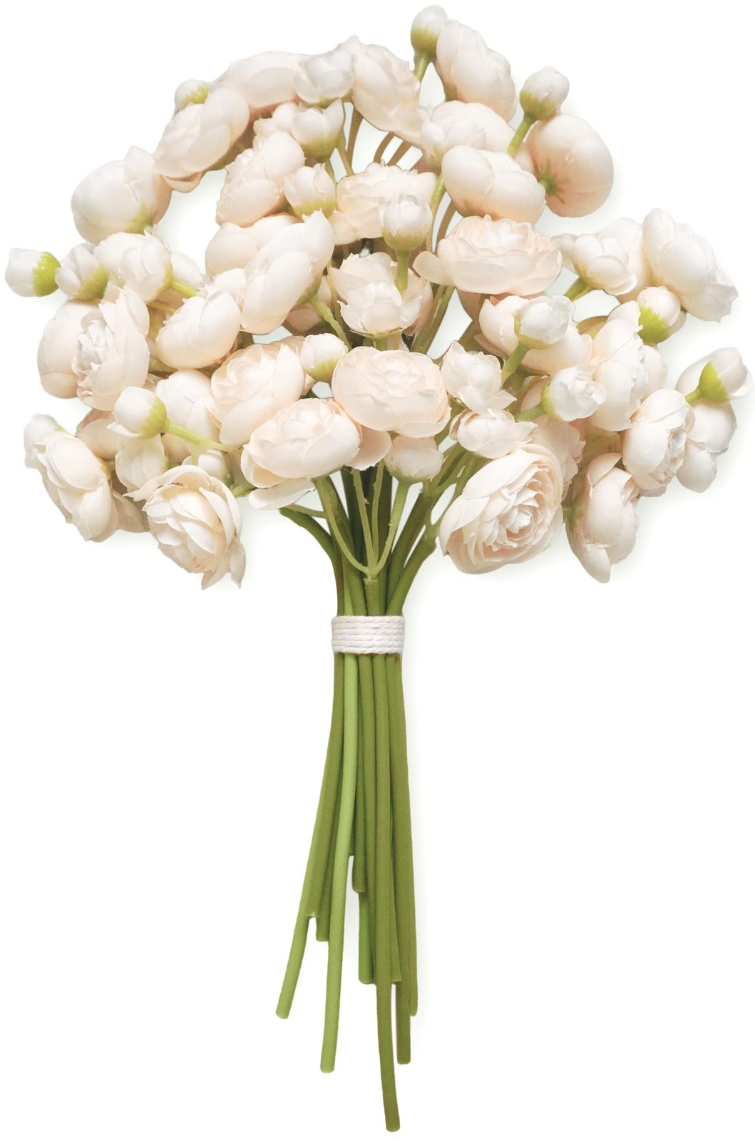 18 PCS Ranunculus Artificial Flowers Faux Silk Mini Bulk Fake Cream Decor