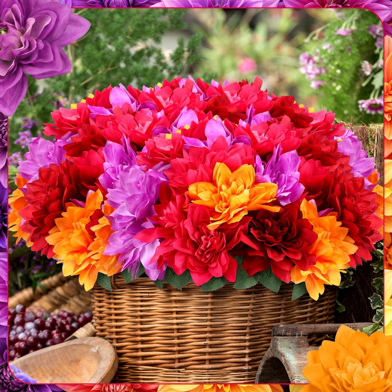 6pcs Spring Flora Dahlia Artificial Flowers for Outside 42 Heads Silk Dahlias…