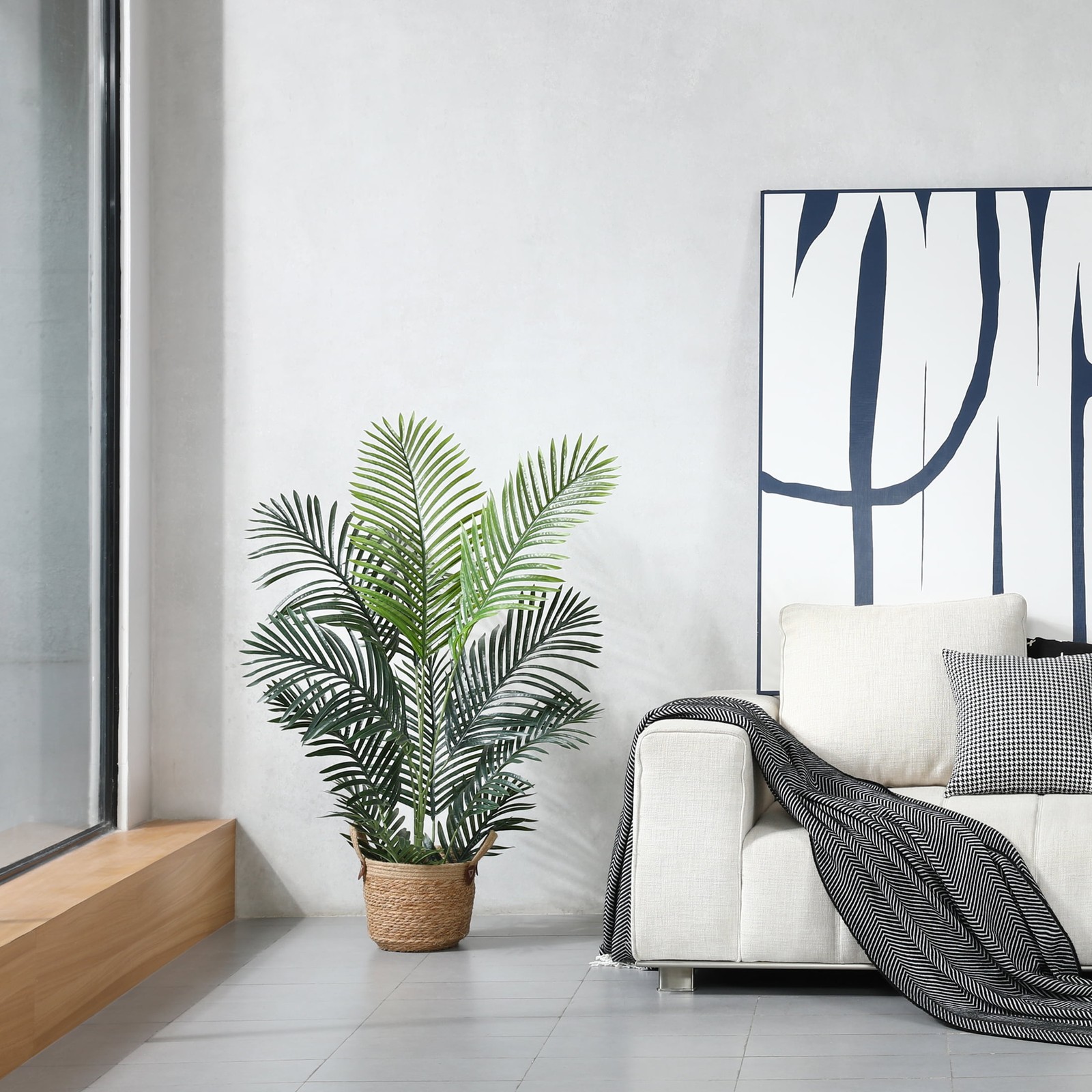 4 Feet Artificial Majestic Palm in Pot for Indoor Outdoor Home Office