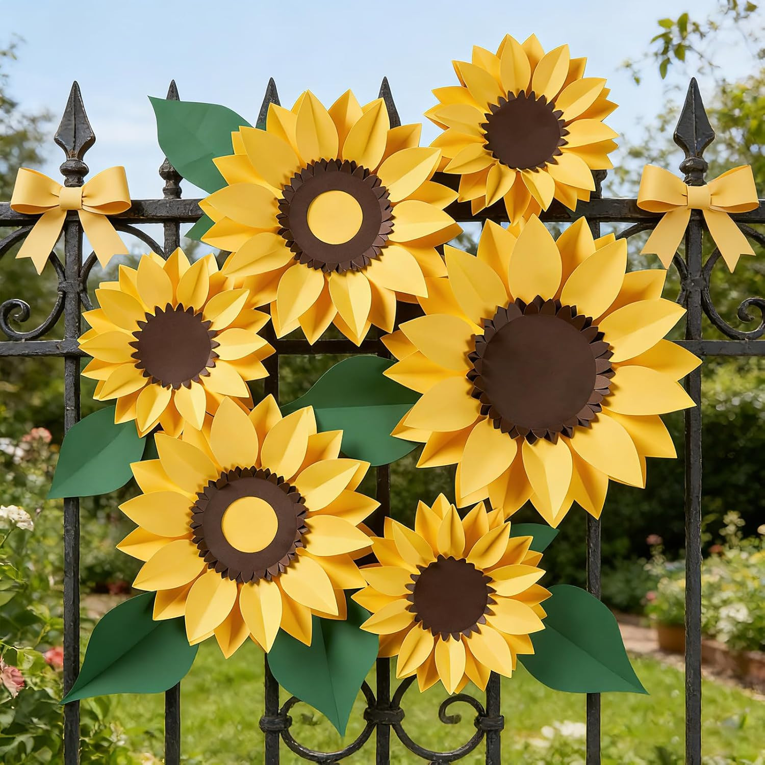 15Pcs Sunflower Wall Decor, Paper Flower for Wall with 3D Artificial Flowers Yel