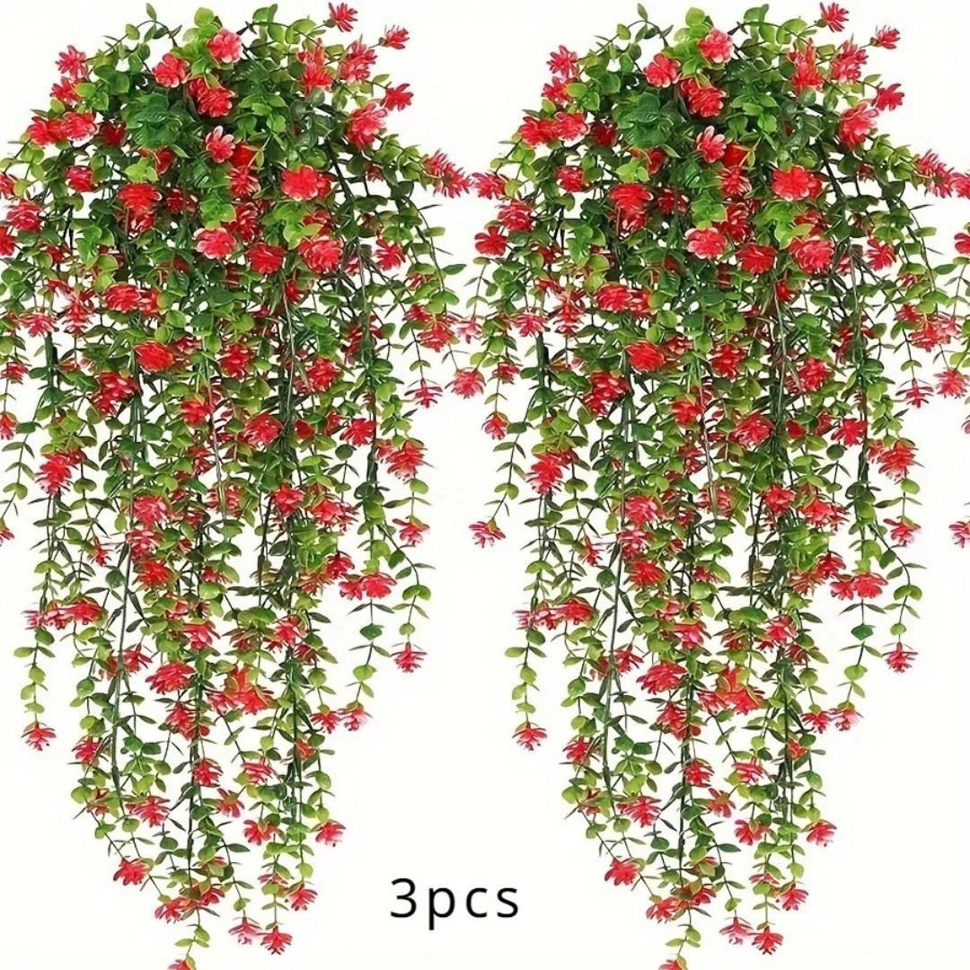 Artificial Hanging Plants 3 Pcs Faux Eucalyptus Vines Fake Outdoor UV Resistant