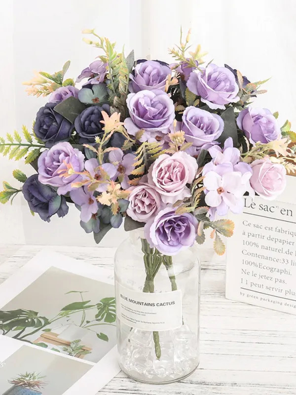 Home Decor Roses Autumn Artificial Flowers Silk Peony Hydrangea Big Bride