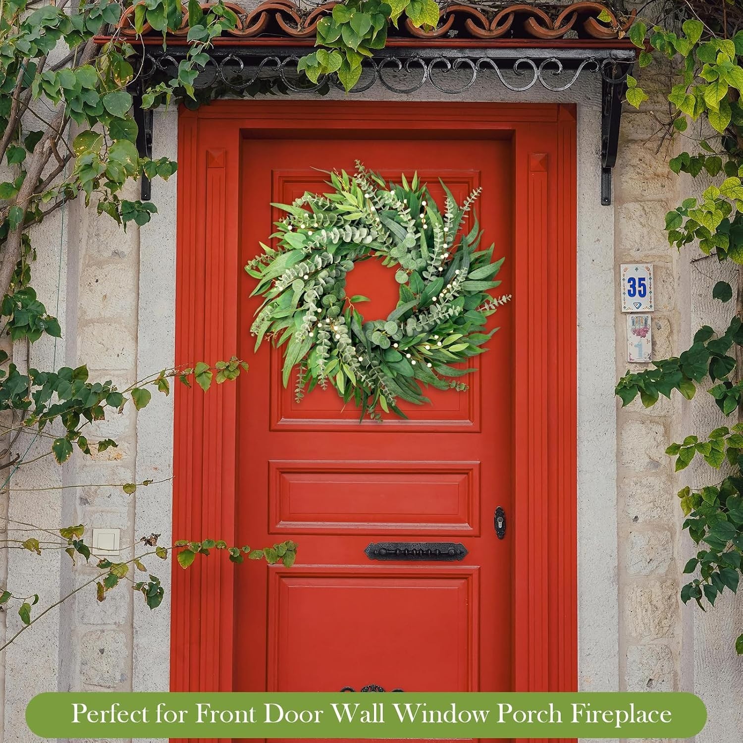 Farmhouse Style 22″ Green Eucalyptus Wreath – Perfect Gift for All Occasions
