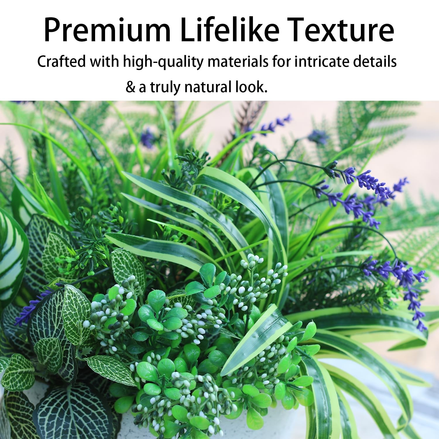 Fake Plant Faux Greenery for Outdoor 9 Bouquets UV Resistant Artificial Reali…