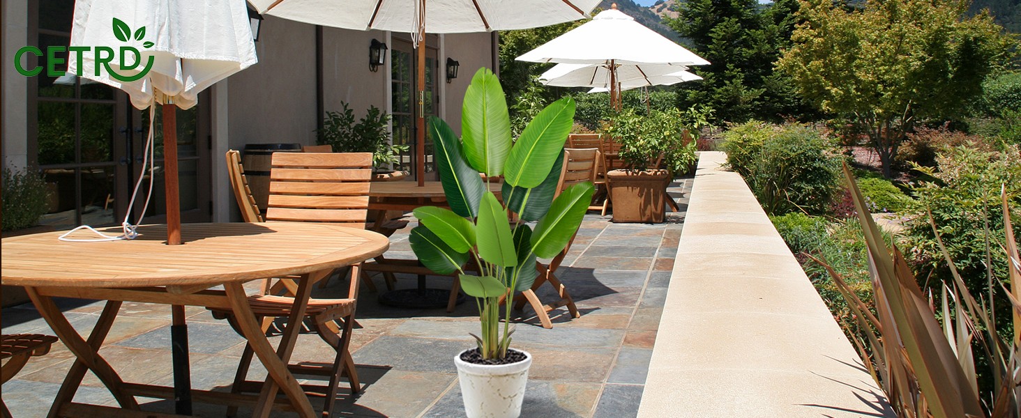 Artificial Bird of Paradise Plant 5.2Ft Fake Tropical Palm Tree with 10Trunks