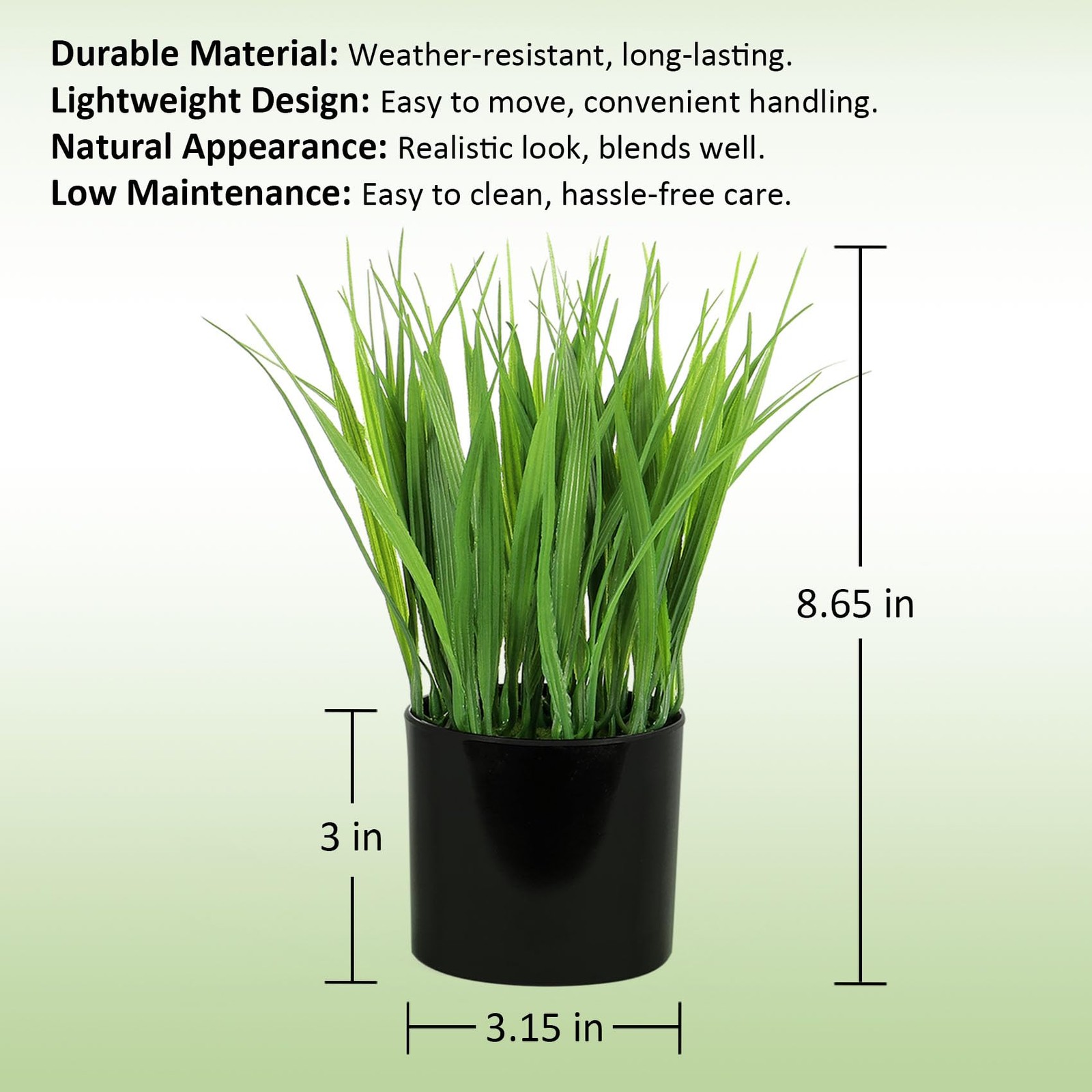 2 PCS Fake Potted Wheat Grass Artificial Greenery Indoor Bathroom Decor