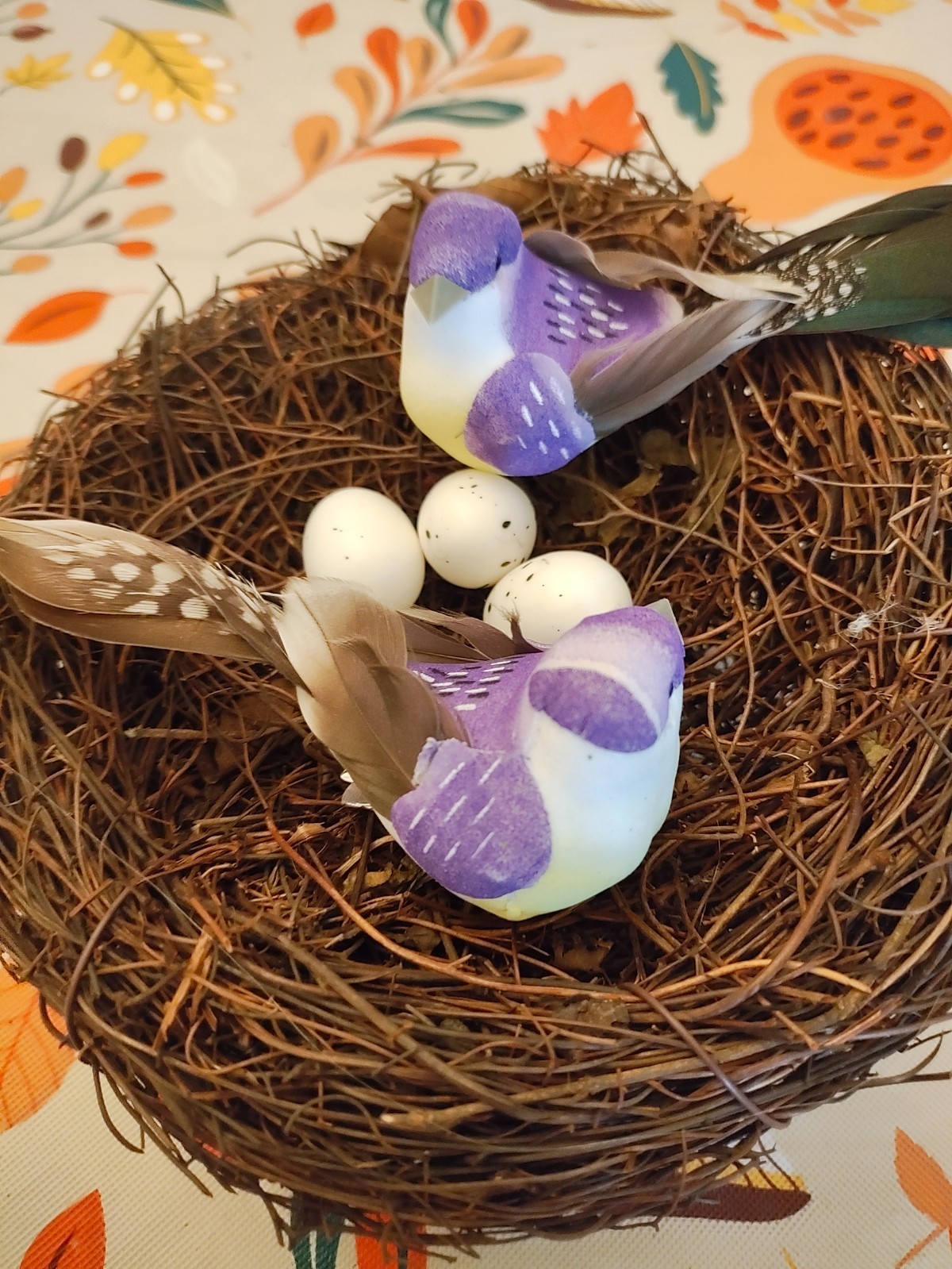 6″ Faux Artificial Bird’s Nest with 2 Bird’s & Colorful Eggs.