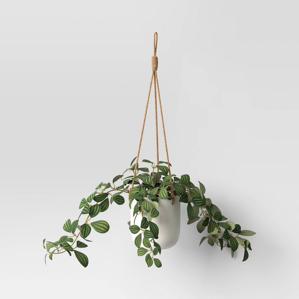 Threshold Hanging Artificial Zebrina Plant Set of 2 Green Decor New