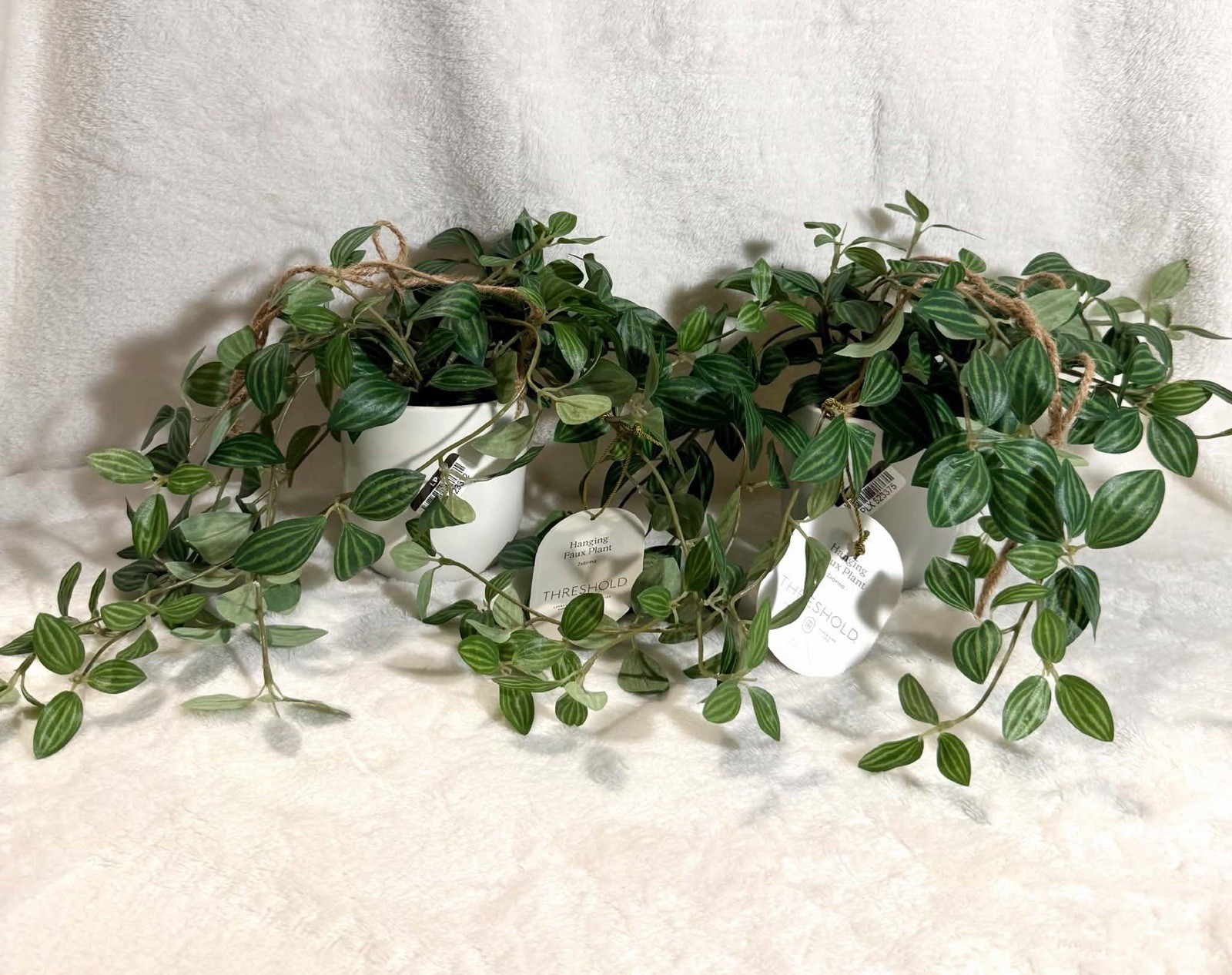 Threshold Hanging Artificial Zebrina Plant Set of 2 Green Decor New