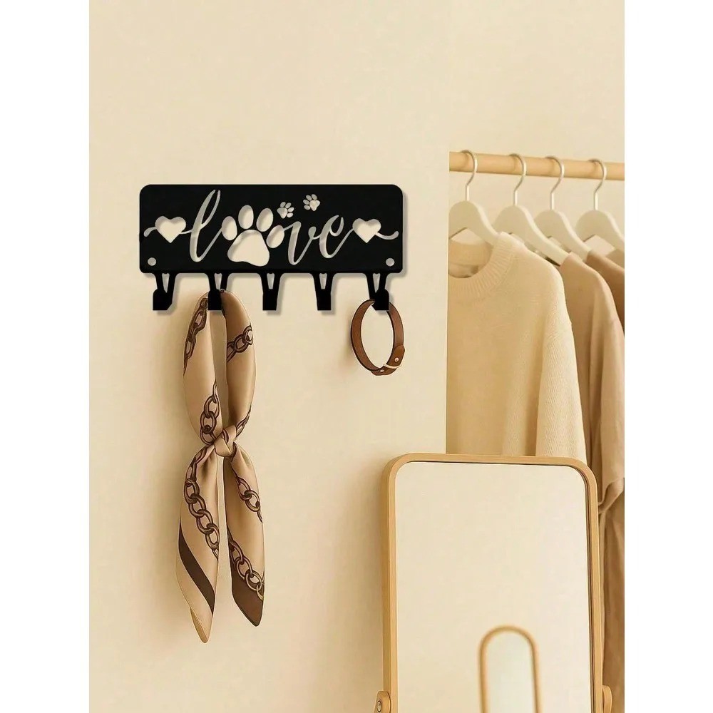 Adorable Dog Metal Key Holder Rack – Entryway Kitchen Coat Towel Organizer Gift