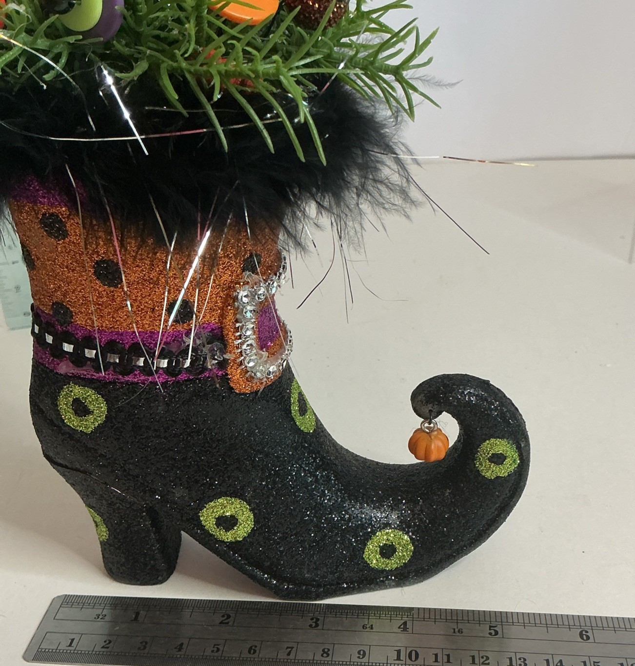 Vintage Halloween Witch’s Boot Button Bouquet One Of A Kind Handmade