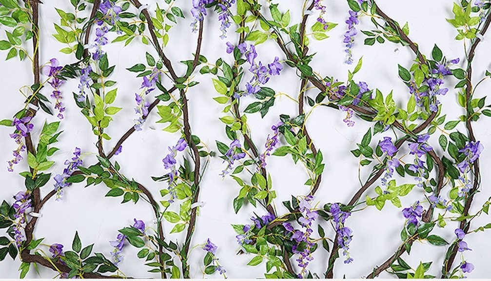 6.6FT 2 Pack Artificial Wisteria Flowers Fake Garland Hanging Silk Ivy Vine W…