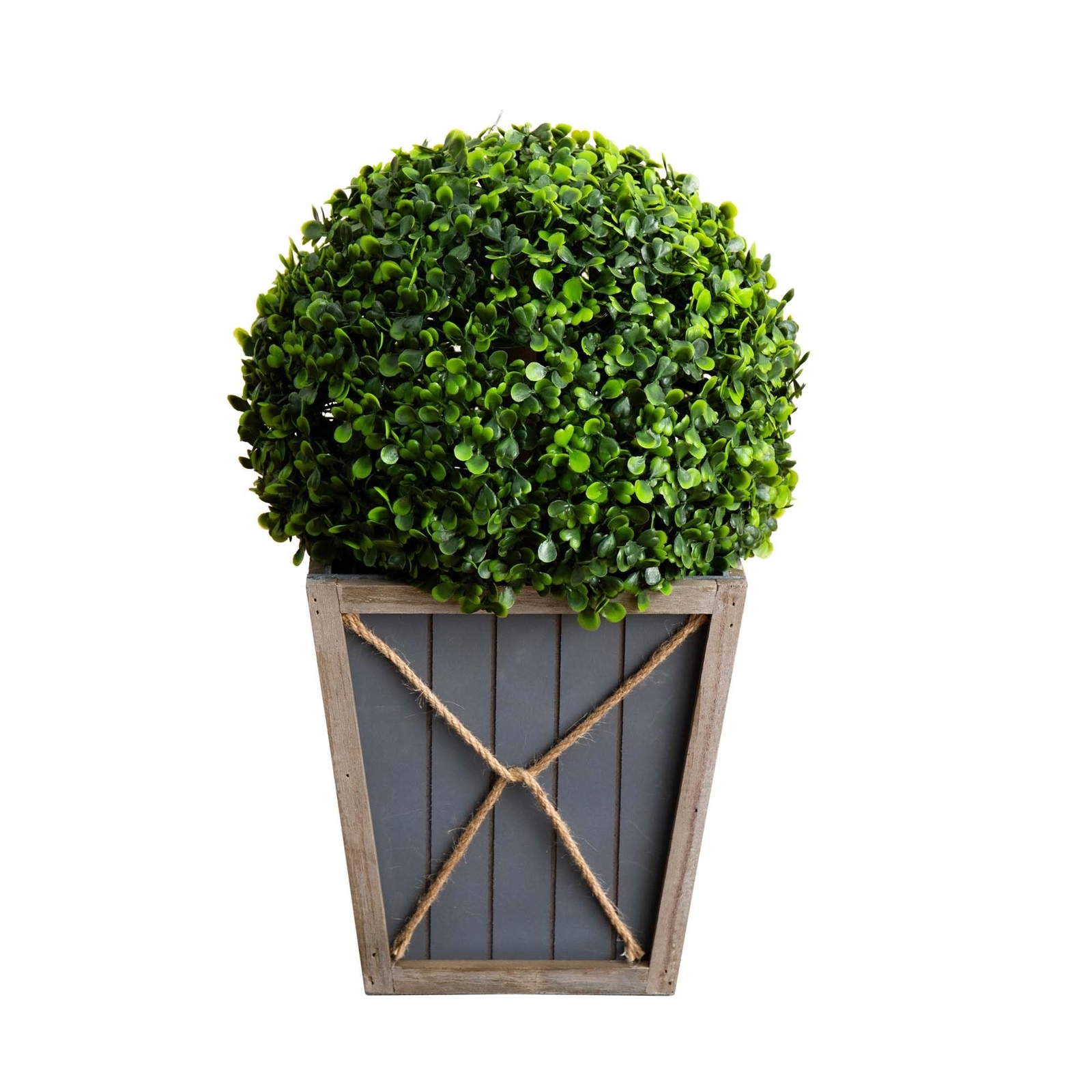 Nearly Natural 18in. UV Resistant Artificial Boxwood Ball Topiary with LED Li…