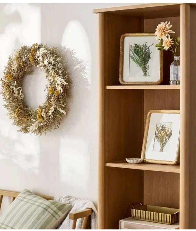 Hearth & Hand Preserved Spring Grass & Flower Brown & Gold 21″ Hanging Wreath
