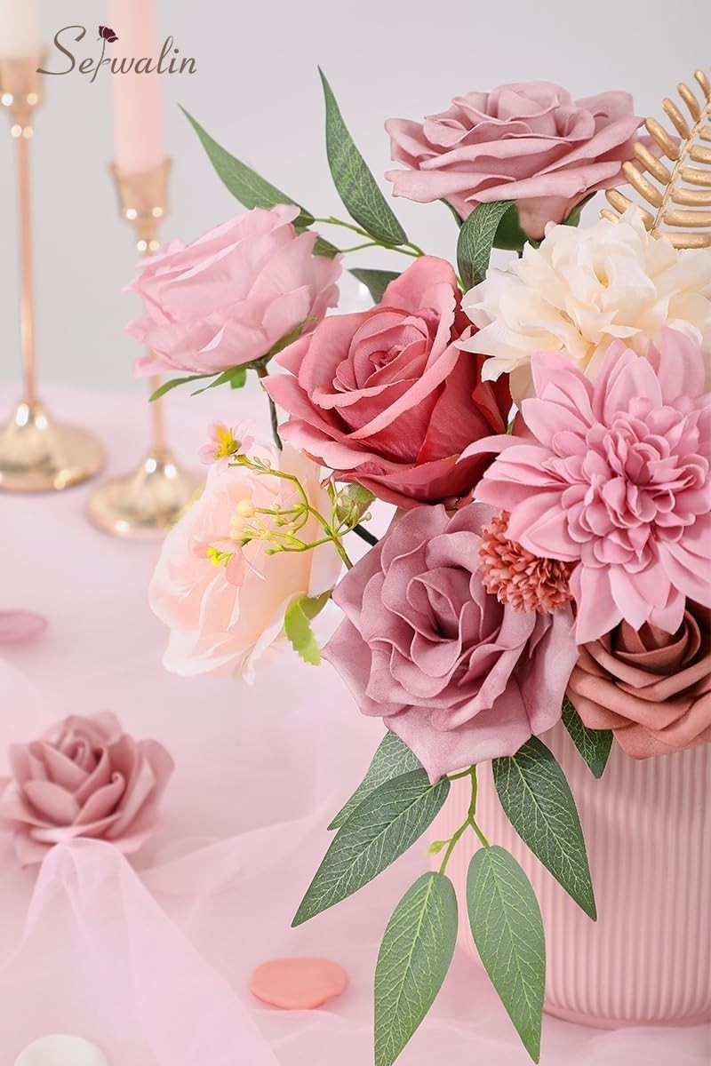 DIY Artificial Flowers in Dusty Pink for Spring Centerpieces and Arrangements