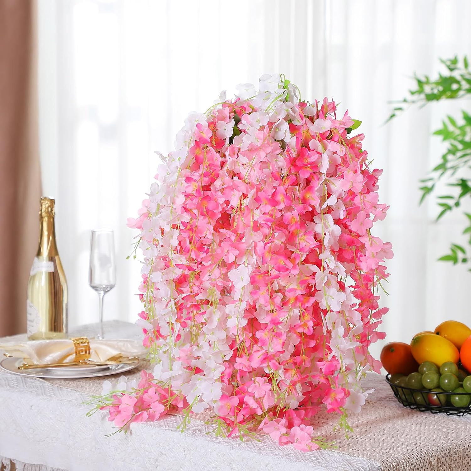 24 Pcs Artificial Wisteria Flower Vine Garland for Wedding & Home Decor