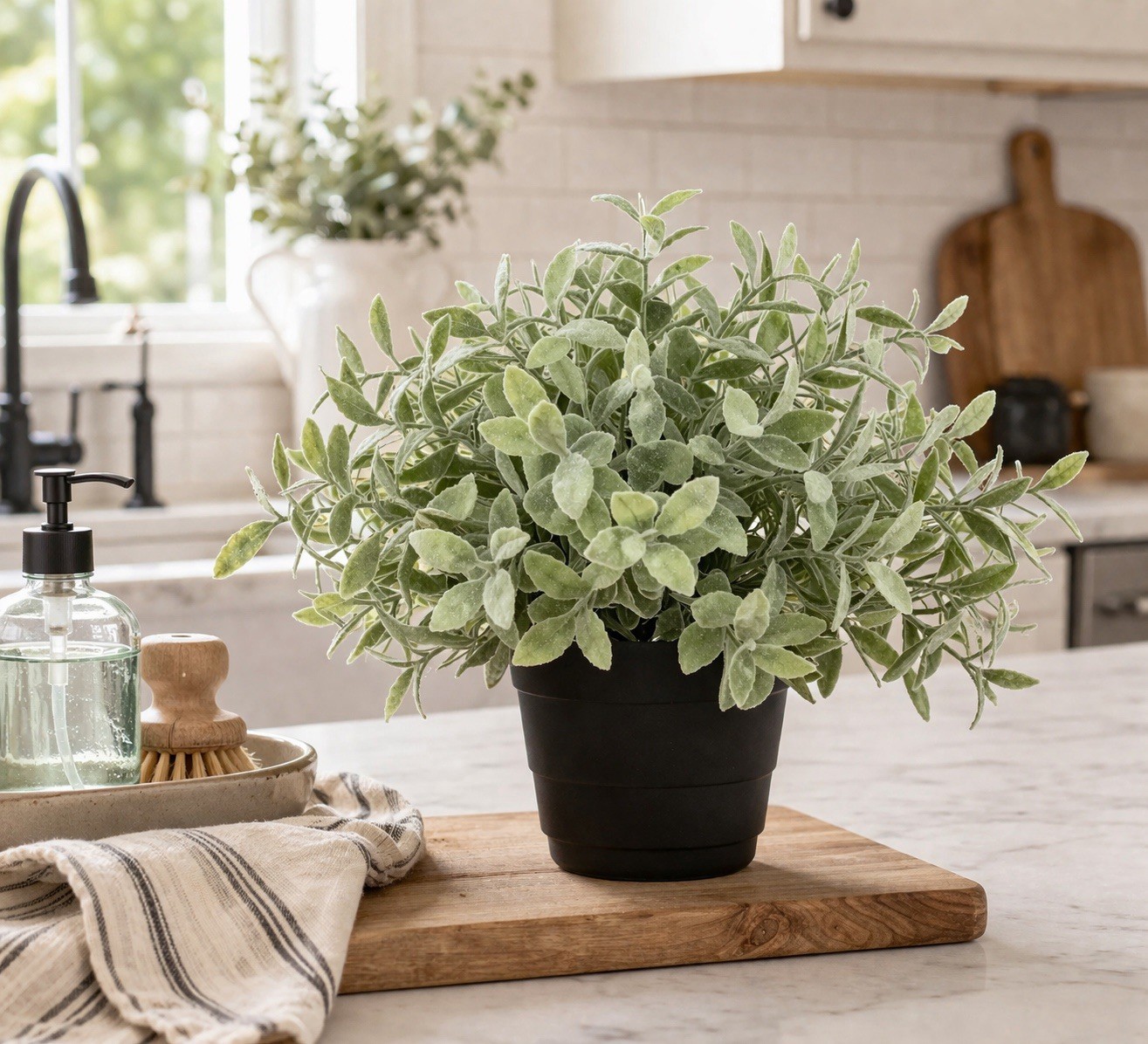 Set Of 2 Artificial Thyme Potted Plant 11” H Herb In/Outdoor Fake Plant Decor