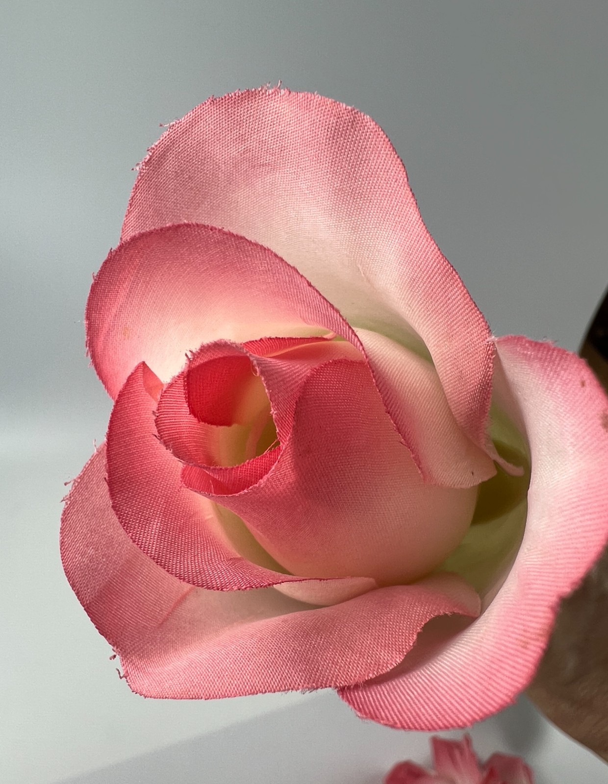 5 True VINTAGE long stem silk roses pink peach cream ombre thorn faux artificial