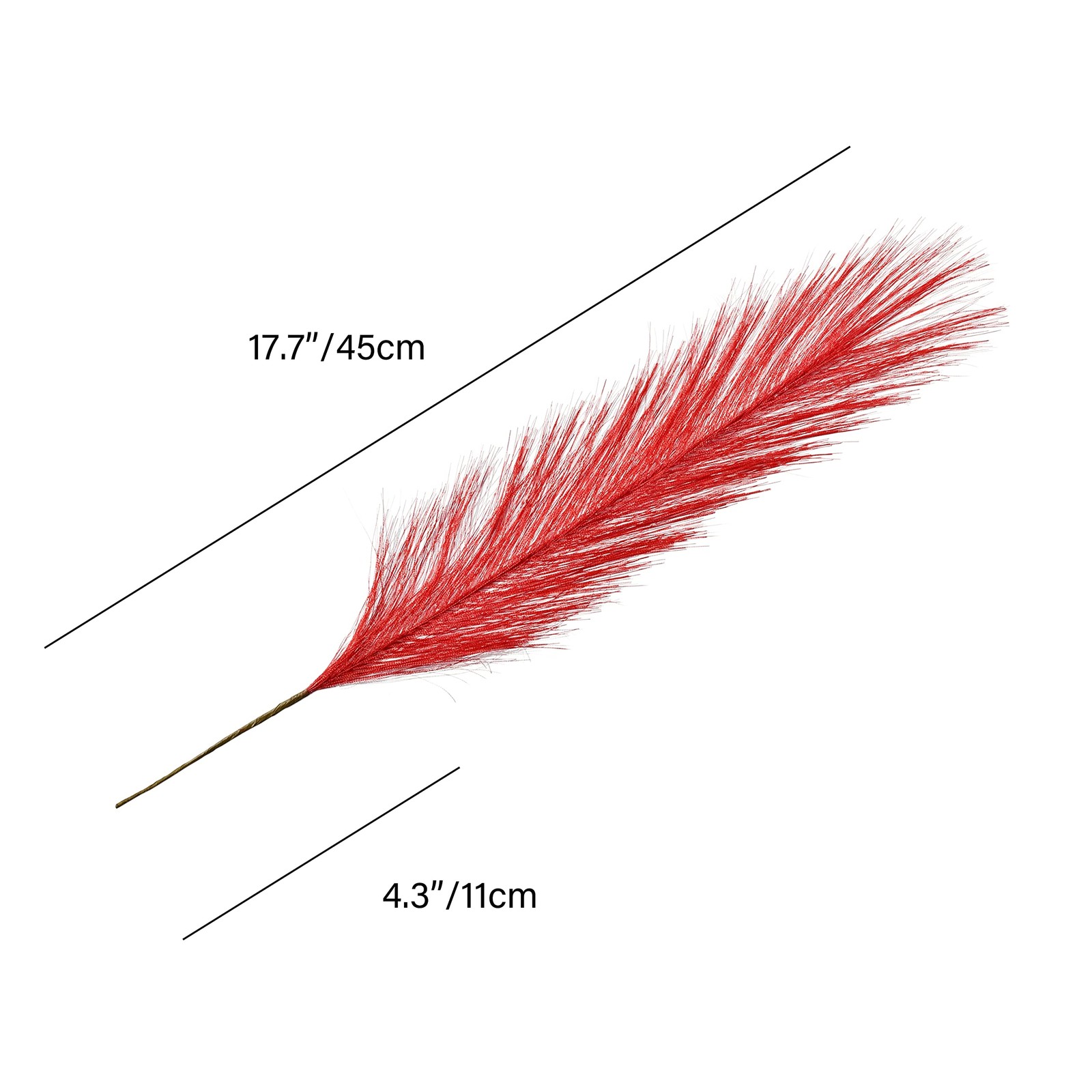 Red Silk Pampas Grass Bouquet 20 Stems 17.7in Fluffy Artificial Pampas with B…
