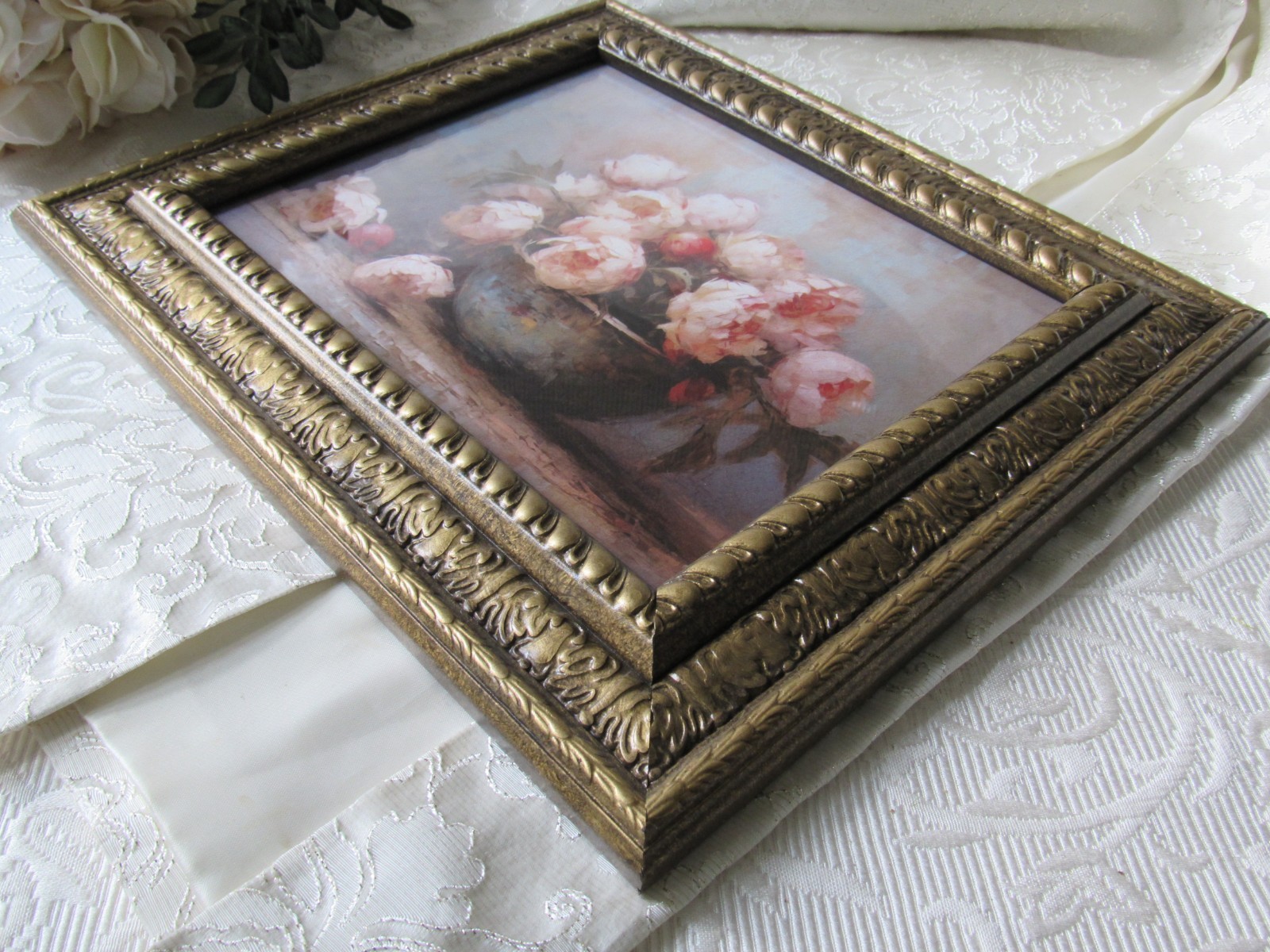 Pink Peony Home Decor,Antique Gold 8×10,Baroque,Victorian,Grand Millennial,Rose