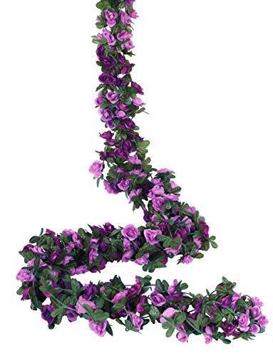 Miracliy 5 Pack 41 FT Flower Garland Decorations Plastic Artificial Flowers for