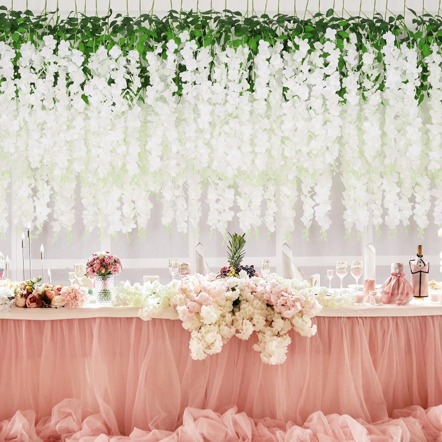 120pcs Artificial Wisteria Vine Garland Fake Flower Plant Garden Wedding Decor